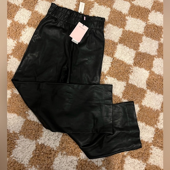 Avec Les Filles Anthropologie Vegan Leather Wide Leg Trousers XS/S - Picture 5 of 10